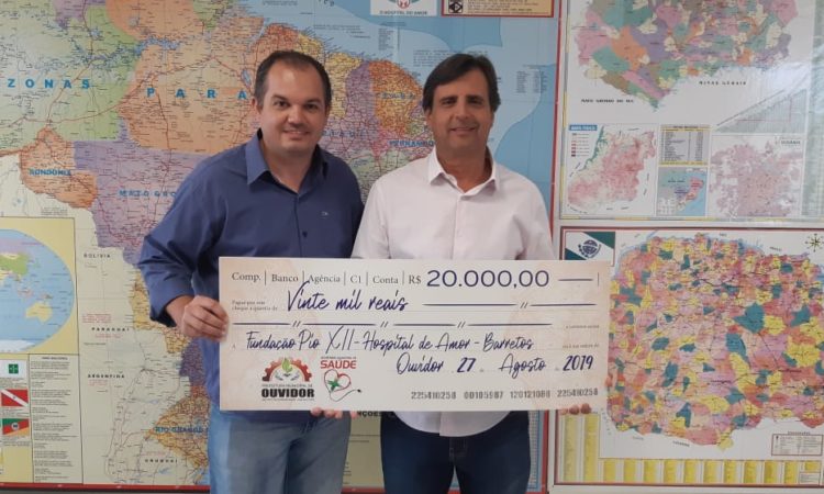 Onofre ressaltou a importância de contribuir para a manutenção do Hospital do Amor, que tem atendido diversas pessoas do município de Ouvidor, com agilidade, eficiência e humanização.